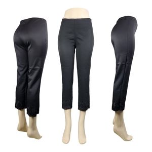 Jones New York Luxury signature petite 4p black anklecut embroidered pants